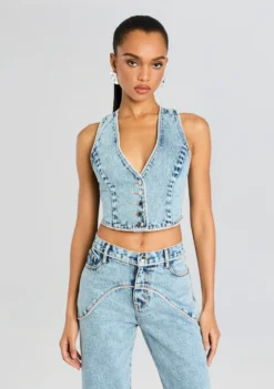 Jordi Embellished Denim Vest