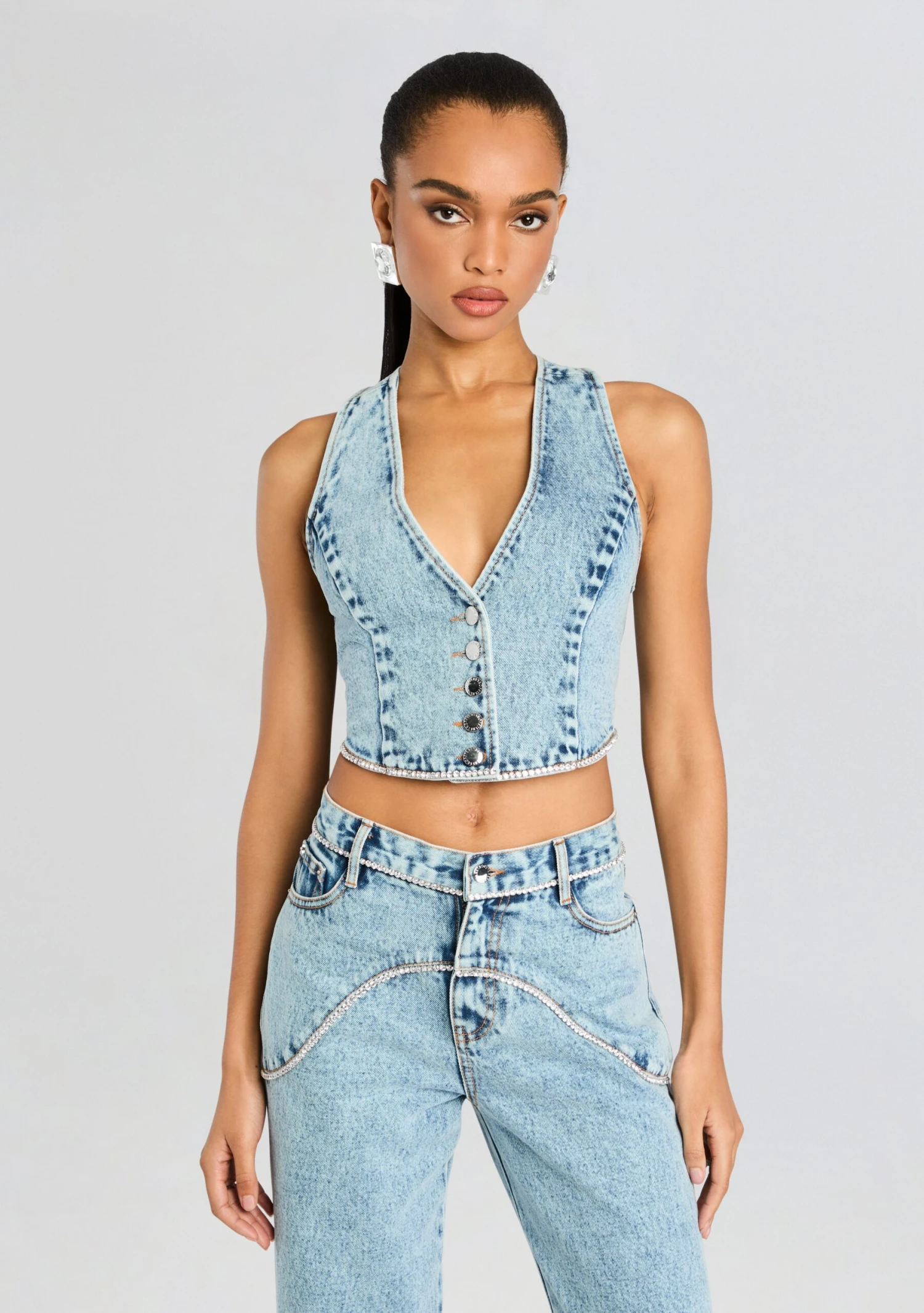 Jordi Embellished Denim Vest 1 Jordi Embellished Denim Vest