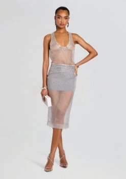 Azalea Embellished Tank -Retrofete Clothing Shop 25 05 19 Azalea Embellished Tank Pari Skirt Silver Cloud 0334 ECOMM