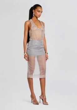 Azalea Embellished Tank -Retrofete Clothing Shop 25 05 19 Azalea Embellished Tank Pari Skirt Silver Cloud 0354 ECOMM