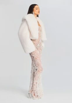 Cadence Faux Fur Coat -Retrofete Clothing Shop Ecommerce Crop 20230816 SET1 RUBYDRESS ROYCEGLOVESWHITE 0775 ECOMM