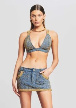 Nina Embellished Denim Bra