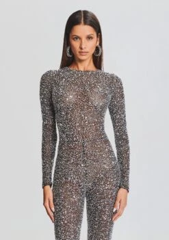 Marcel Sequin Jumpsuit -Retrofete Clothing Shop Ecommerce Crop 23 09 21 MARCELJUMPSUIT BLACKSILVER 3147 ECOMM