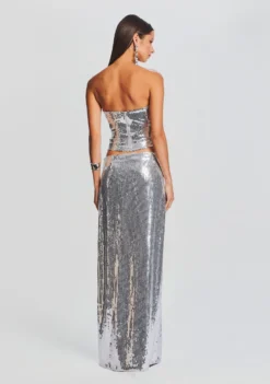 Savannah Sequin Maxi Skirt -Retrofete Clothing Shop Ecommerce Crop 23 09 21 ORENBUSTIER SAVANNAHSKIRT SILVER 2966 ECOMM 19ec46e8 03cc 4718 820f f118d00386d0 scaled