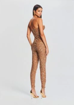 Elodie Sequin Jumpsuit -Retrofete Clothing Shop Ecommerce Crop 23 09 22 ELODIEJUMPSUIT TANNIN 2131 ECOMM