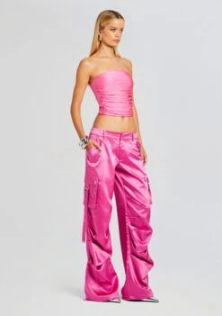 Lai Satin Cargo Pant -Retrofete Clothing Shop Ecommerce Crop 23 10 18 DEBBITOP LAIPANT MALIBUPINK 0865 ECOMM 1880f48c 6233 4b02 a26e 310b39cf009f