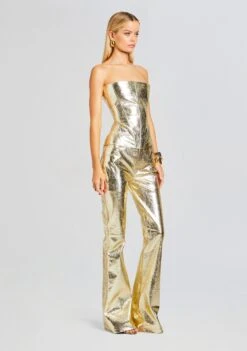 Jenesis Leather Top -Retrofete Clothing Shop Ecommerce Crop 23 10 18 JENESISTOP GOLD LYNXLEATHERPANT GOLD 0317 ECOMM