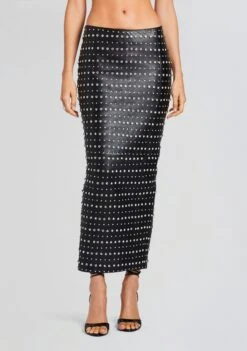Whitley Embellished Leather Skirt