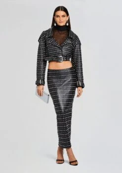 Whitley Embellished Leather Skirt -Retrofete Clothing Shop Ecommerce Crop 23 10 18 MORAJACKET WHITLEYSKIRT BLACK 2529 ECOMM cd789547 293e 4ac8 99be 78ca8ad34c02