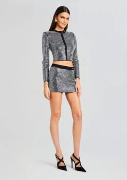 Aero Embellished Knit Jacket -Retrofete Clothing Shop Ecommerce Crop 23 10 25 AEROJACKET DELTASKIRT BLACKSILVER 2471 ECOMM