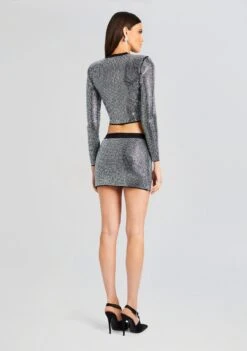 Aero Embellished Knit Jacket -Retrofete Clothing Shop Ecommerce Crop 23 10 25 AEROJACKET DELTASKIRT BLACKSILVER 2479 ECOMM