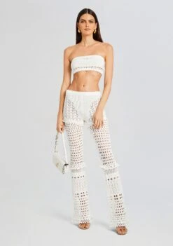 Kyla Knit Crochet Pant -Retrofete Clothing Shop Ecommerce Crop 23 10 25 ALAIACARDIGAN KYLAPANT LUIZTOP IRIDESCENTWHITE 382 ECOMM