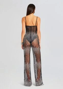 Adelynne Sequin Jumpsuit -Retrofete Clothing Shop Ecommerce Crop 23 11 15 ADELYNNEJUMPSUIT BLACKSILVER 1990 ECOMM