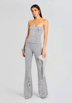 Chloe Embellished Top -Retrofete Clothing Shop Ecommerce Crop 23 11 15 CHLOEPTOP ARAMPANT GREYSILVER 2626 ECOMM