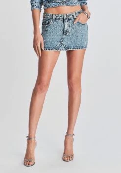 Lolita Crystal Embellished Denim Mini Skirt