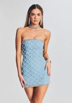 Hazel Embellished Denim Dress -Retrofete Clothing Shop Ecommerce Crop 230321 RETROFETE SET1 Shot 01 0129 eComm