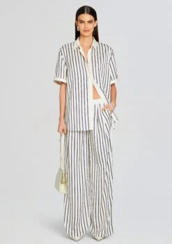 Davey Blouse -Retrofete Clothing Shop Ecommerce Crop 24 01 11 DAVEYBLOUSE DIXONPANT NAVYIVORYSTRIPE 0467 ECOMM