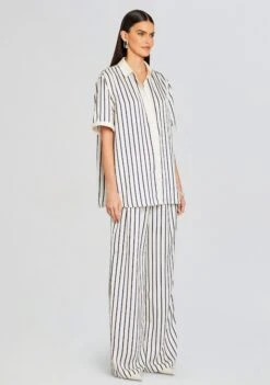 Davey Blouse -Retrofete Clothing Shop Ecommerce Crop 24 01 11 DAVEYBLOUSE DIXONPANT NAVYIVORYSTRIPE 0480 ECOMM