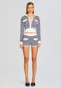 Rose Knit Top -Retrofete Clothing Shop Ecommerce Crop 24 01 11 ROSETOP JACSHORT CREAMNAVY 0911 ECOMM