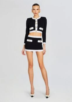 Rebecca Bandage Knit Skirt 9 Rebecca Bandage Knit Skirt -Retrofete Clothing Shop Ecommerce Crop 24 02 15 MOOREJACKET REBECCASKIRT BLACKWHITE 1957 ECOMM