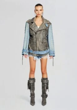 Rebel Embellished Leather Jacket 9 Rebel Embellished Leather Jacket -Retrofete Clothing Shop Ecommerce Crop 24 02 15 REBELJACKET ANGELSHORT TANGIERSILVER 043 ECOMM