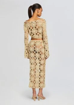 Sadie Knit Crochet Top -Retrofete Clothing Shop Ecommerce Crop 24 02 16 SADIETOP SOFIESKIRT METALLICGOLD 043 ECOMM