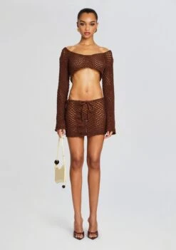 Magen Knitted Shirt -Retrofete Clothing Shop Ecommerce Crop 24 02 16 THEATOP THEASKIRT DARKBROWN 124 ECOMM