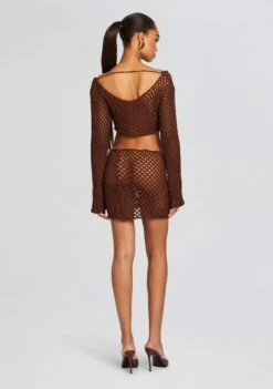 Magen Knitted Shirt -Retrofete Clothing Shop Ecommerce Crop 24 02 16 THEATOP THEASKIRT DARKBROWN 164 ECOMM