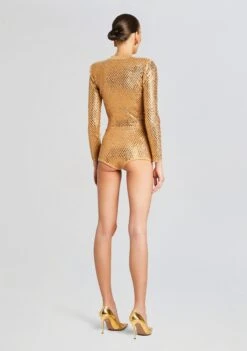 Tru Embellished Knit Short -Retrofete Clothing Shop Ecommerce Crop 24 02 29 MALIJACKET TRUSHORTS GOLDMETALLICNUDE 1436 ECOMM