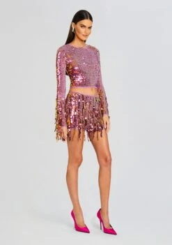Miriam Sequin Crochet Top -Retrofete Clothing Shop Ecommerce Crop 24 03 12 MIRIAMTOP NICOLASKIRT THISTLEFLOWER 1227 ECOMM