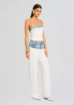 Chani Knit Denim Pant -Retrofete Clothing Shop Ecommerce Crop 24 03 13 CHANIPANT ETTATOP WHITECOASTLINE ALESSANDRASANDAL DENIM 1337 ECOMM b6c6e912 c3e3 4fb0 a73e 0fbeb6b64e3d