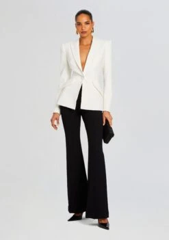 Sloan Structured Blazer With Detachable Bow -Retrofete Clothing Shop Ecommerce Crop 24 03 26 SLOANBLAZER WHITE LIZZETROUSER BLACK 1936 ECOMM