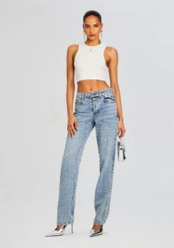 Vero Embellished Denim Pant -Retrofete Clothing Shop Ecommerce Crop 24 03 27 CLEATANK WHITE VEROPANT TANGIER 1877 ECOMM