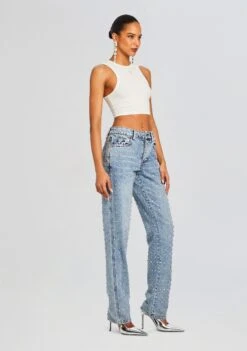 Vero Embellished Denim Pant -Retrofete Clothing Shop Ecommerce Crop 24 03 27 CLEATANK WHITE VEROPANT TANGIER 1914 ECOMM