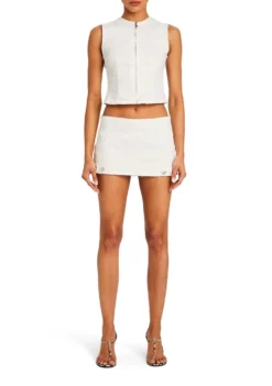 Alix Stretch Denim Skort -Retrofete Clothing Shop Ecommerce Crop 24 04 02 ALLYDENIMVEST ALIXDENIMSKORT WHITE 1371 ECOMM scaled