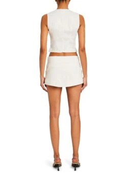 Alix Stretch Denim Skort -Retrofete Clothing Shop Ecommerce Crop 24 04 02 ALLYDENIMVEST ALIXDENIMSKORT WHITE 1383 ECOMM