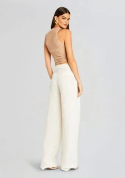 Myrtle Linen Pleated Pant -Retrofete Clothing Shop Ecommerce Crop 24 05 14 MYRTLELINENPLEATEDPANT PORCELAIN 876 ECOMM