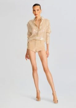 Ariana Sequin Lace Shirt -Retrofete Clothing Shop Ecommerce Crop 24 06 03 ARIANA SEQUIN SHIRT NUDE 033 ECOMM