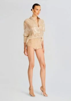 Ariana Sequin Lace Shirt -Retrofete Clothing Shop Ecommerce Crop 24 06 03 ARIANA SEQUIN SHIRT NUDE 071 ECOMM