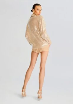 Ariana Sequin Lace Shirt -Retrofete Clothing Shop Ecommerce Crop 24 06 03 ARIANA SEQUIN SHIRT NUDE 103 ECOMM
