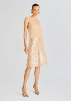 Presely Sequin Short -Retrofete Clothing Shop Ecommerce Crop 24 06 03 PRESELY SEQUIN SHORT NUDE 053 ECOMM