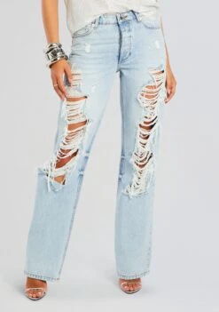 Sunny Mid Rise Distressed Boyfriend Jean