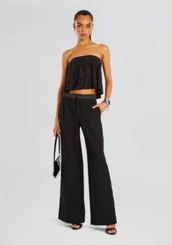 Suzi Embellished Top -Retrofete Clothing Shop Ecommerce Crop 24 06 25 SUZI EMBELLISHED TOP BLACK 1335 ECOMM