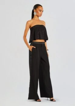 Suzi Embellished Top -Retrofete Clothing Shop Ecommerce Crop 24 06 25 SUZI EMBELLISHED TOP BLACK 1355 ECOMM