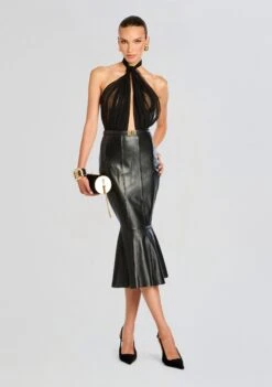 Cassander Leather Skirt -Retrofete Clothing Shop Ecommerce Crop 24 07 09 CASSANDRA LEATHER SKIRT BLACK 1152 ECOMM