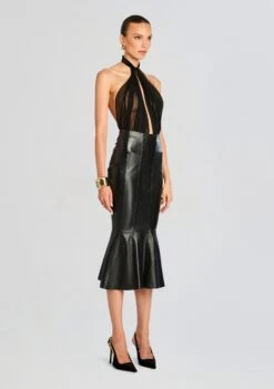 Cassander Leather Skirt -Retrofete Clothing Shop Ecommerce Crop 24 07 09 CASSANDRA LEATHER SKIRT BLACK 1187 ECOMM