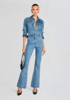 Mabel Fitted Mid Rise Jumpsuit -Retrofete Clothing Shop Ecommerce Crop 24 07 09 MABEL FITTED MID RISE JUMPSUIT RIVER 0484 ECOMM