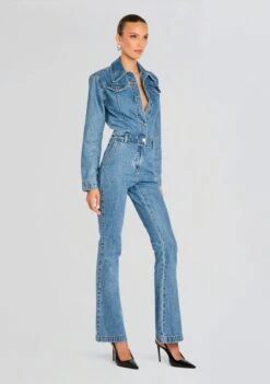 Mabel Fitted Mid Rise Jumpsuit -Retrofete Clothing Shop Ecommerce Crop 24 07 09 MABEL FITTED MID RISE JUMPSUIT RIVER 0526 ECOMM