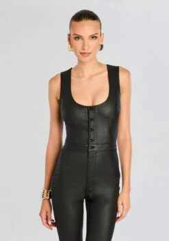 Mckinnon Coated Denim Jumpsuit -Retrofete Clothing Shop Ecommerce Crop 24 07 09 MCKINNON DENIM JUMPSUIT COATED BLACK 1527 ECOMM