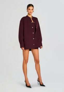 Ali Heavy Crepe Shacket -Retrofete Clothing Shop Ecommerce Crop 24 07 10 POPPI HEAVY CREPE STRAPLESS MINI DRESS MERLOT ALI HEAVY CREPE SHACKET MERLOT 2446 ECOMM